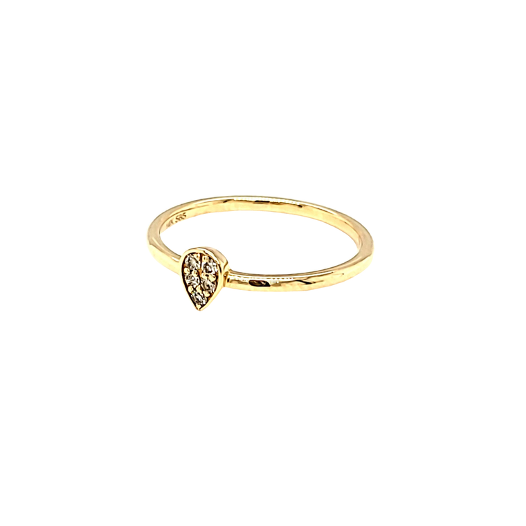 14K Yellow Gold Pear Shape Pave Diamond Ring 11007103 By Shin Brothers*