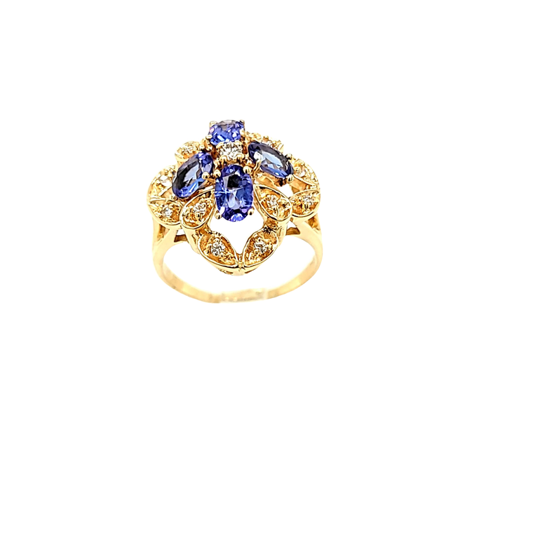 14K Yellow Gold Tanzanite & Diamond Ring 12003184 | Shin Brothers* 