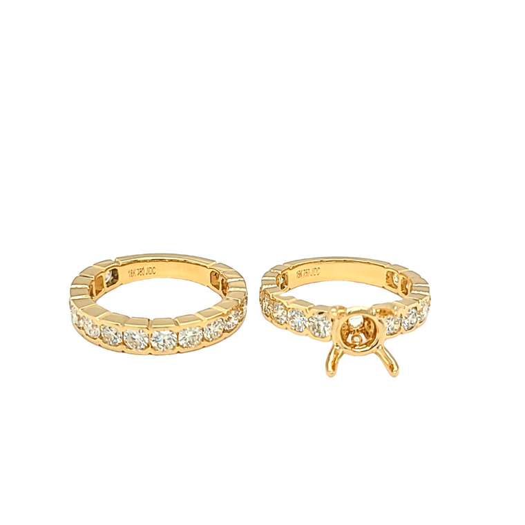 18K Yellow Gold Diamond Engagement Ring Set 11007146  | Shin Brothers* 