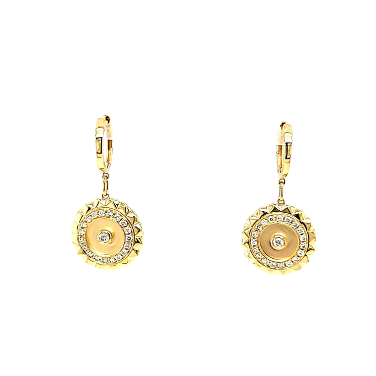 14K Yellow Gold Hanging Diamond Round Sun Drop Earrings 41002705 | Shin Brothers*