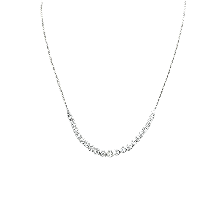 14K White Gold Bezel Set Diamond Necklace 31001235 | Shin Brothers*