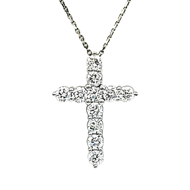 14K White Gold 2.7 ctw Lab Created Diamond Cross Pendant 51002214 | Shin Brothers*