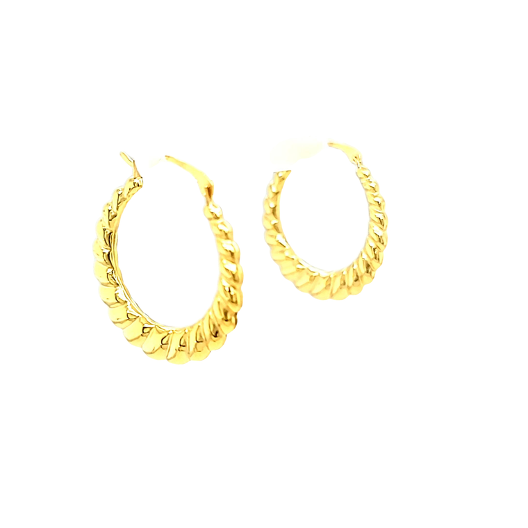 14K Yellow Gold Shrimp Hoop Earrings 40003256 | Shin Brothers*