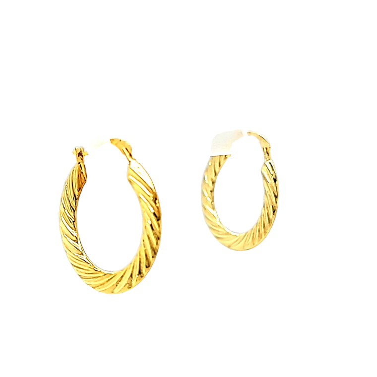 14K Yellow Gold Oval Flat Shrimp Hoop Earrings 40003254 | Shin Brothers*