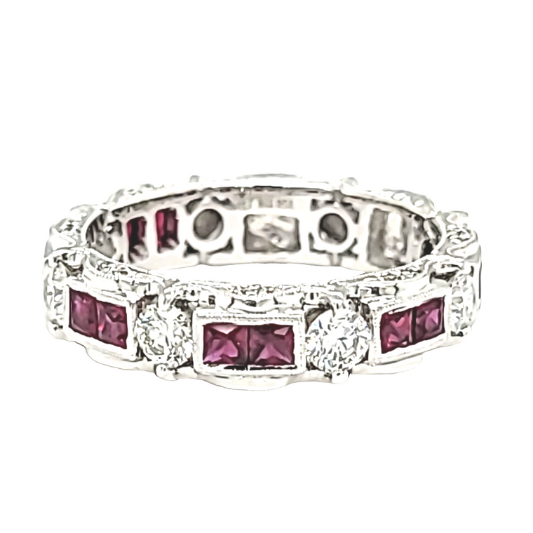 18K White Gold Fancy Ruby and Diamond Band 12003198 | Shin Brothers*