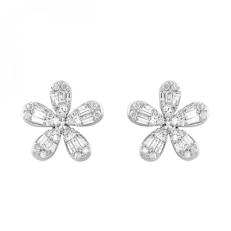 10K White Gold 0.5ct Diamond Flower Earrings 49110015 | Shin Brothers*