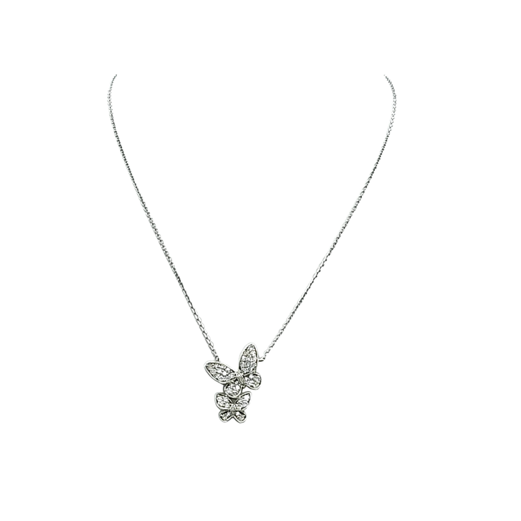 14K White Gold Diamond Butterflies Necklace 31001245 | Shin Brothers*
