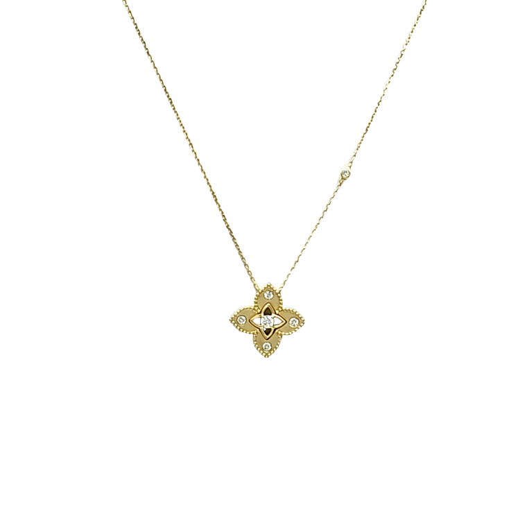 14K Yellow Gold Diamond Flower Necklace 31001249 | Shin Brothers*