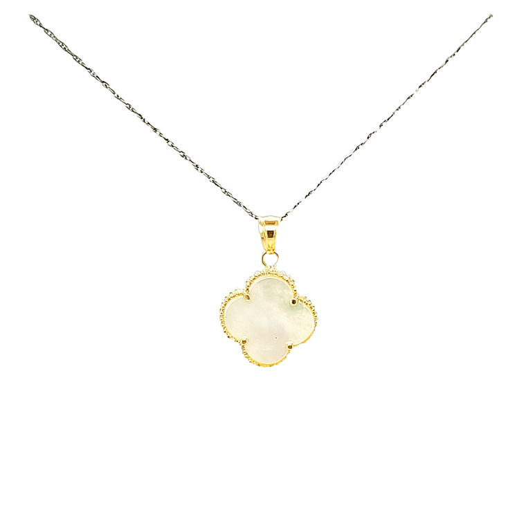 14K Yellow Gold Mother of Pearl Clover Charm 52002367 | Shin Brothers*