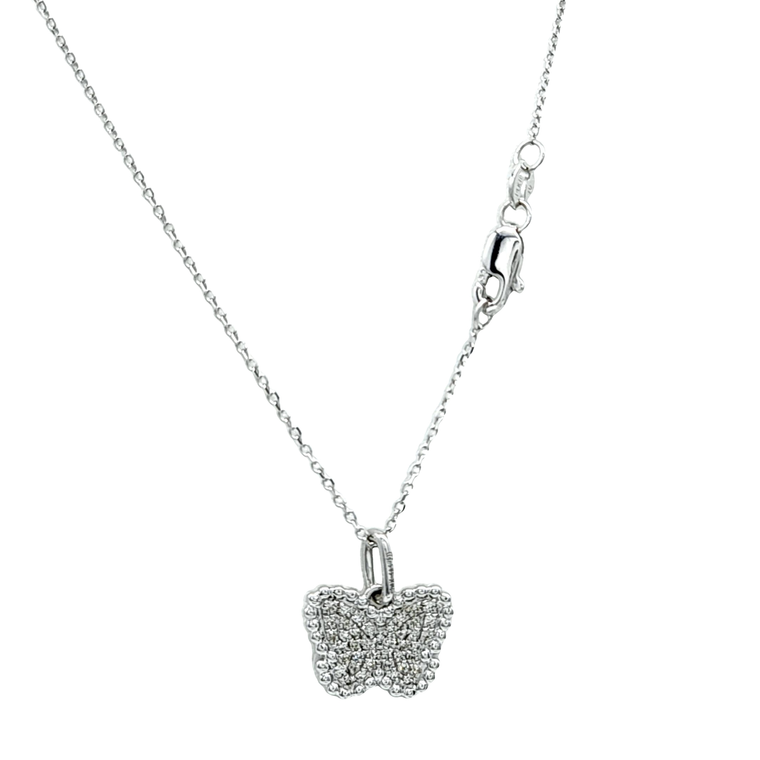 14K White Gold Diamond Butterflies Necklace 31001257 | Shin Brothers*