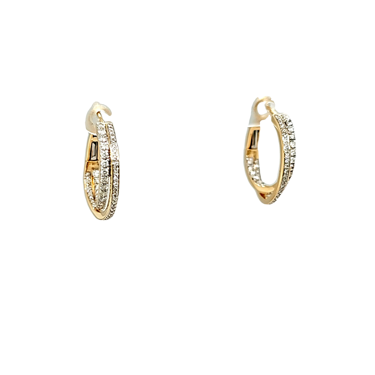 14K Yellow Gold Diamond Double Hoop Earrings 41002725 | Shin Brothers*