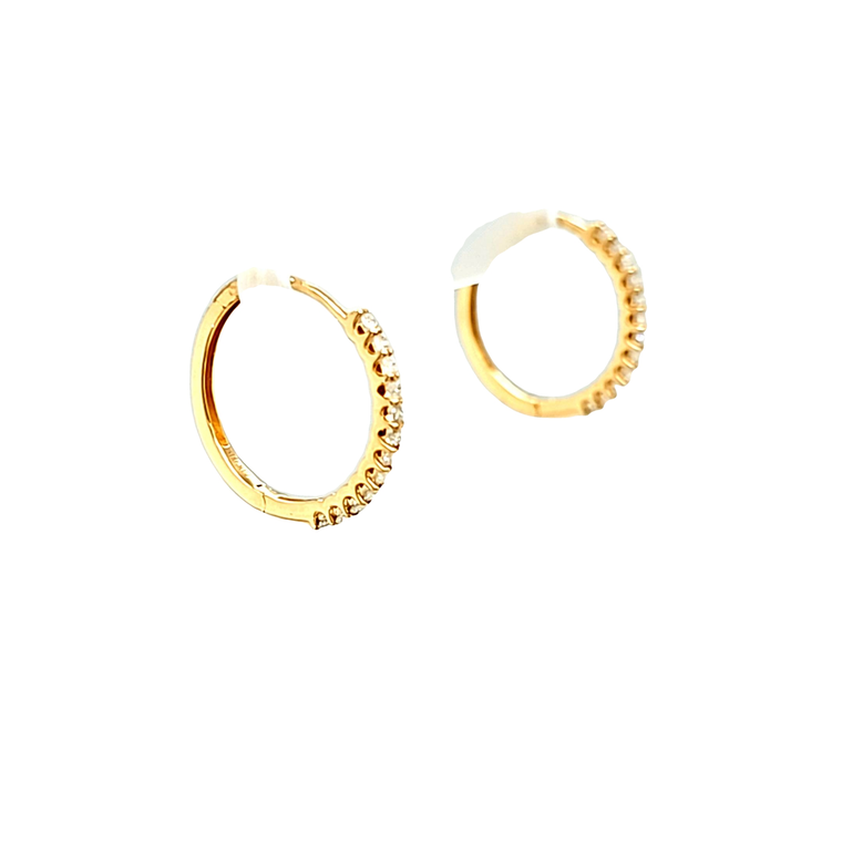 14K Yellow Gold Diamond Hoop Earrings 41002734 | Shin Brothers*