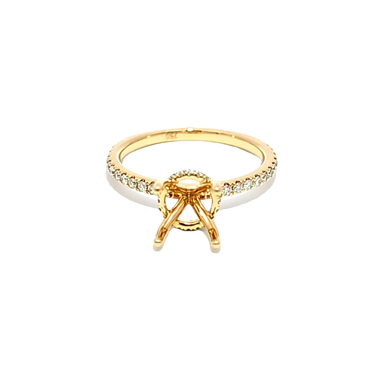 18K Yellow Gold Round Prong Engagement Ring Setting with Diamond Accents 11007200 | Shin Brothers*
