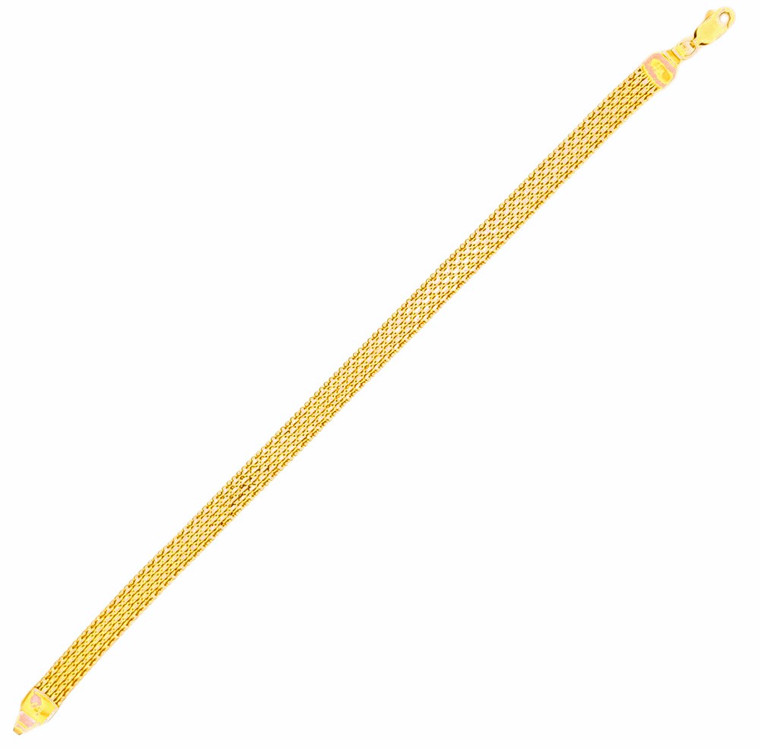 21K Yellow Gold 7.5" Diamond Cut Bismark Bracelet 20002200 | Shin Brothers*