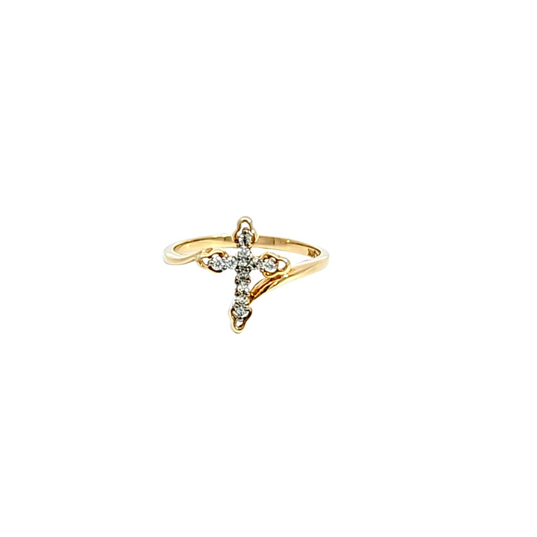 14K Yellow Gold Diamond Cross Ring 11003216 By Shin Brothers Jewelers*