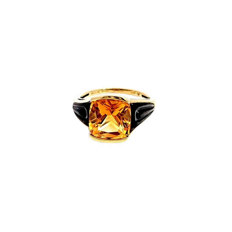 14K Yellow Gold Tension Set Citrine Ring with Mother of Pearl | Shin Brothers* 