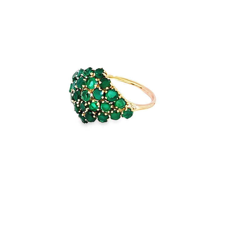 14K Yellow Gold Synthetic Emerald Cluster Ring 12003215 | Shin Brothers* 