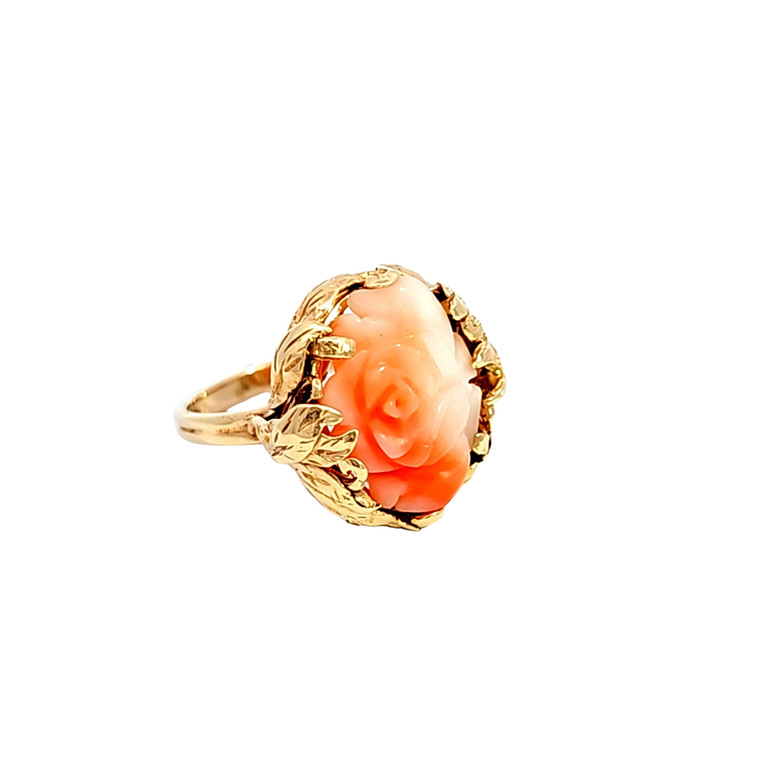14K Yellow Gold Coral Rose Ring 12000261 | Shin Brothers*