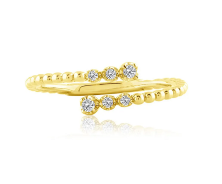 14K Yellow Gold  Criss Cross Diamond Adjustable Ring 11007217 | Shin Brothers*