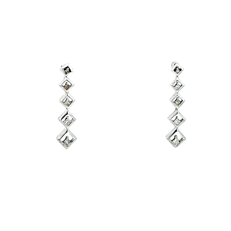 14K White Gold Hanging Diamond Journey Earrings 41060248 | Shin Brothers*