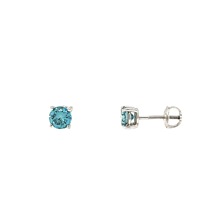 14K White Gold Blue Diamond Stud Earrings 41060331 | Shin Brothers*