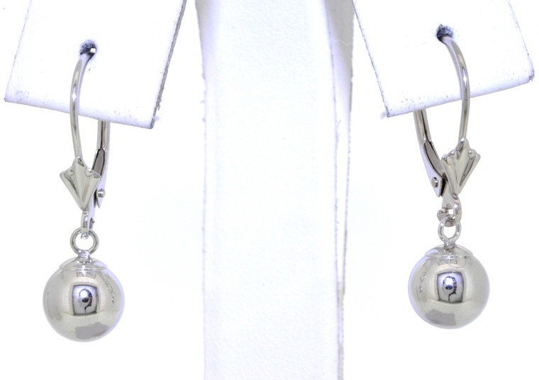 14K White Gold Ball Lever Back Earrings 40003271 | Shin Brothers*