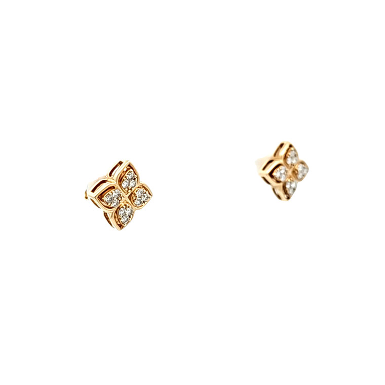 14K Yellow Gold Diamond Clover Flower Stud Earrings 41002732 | Shin Brothers*