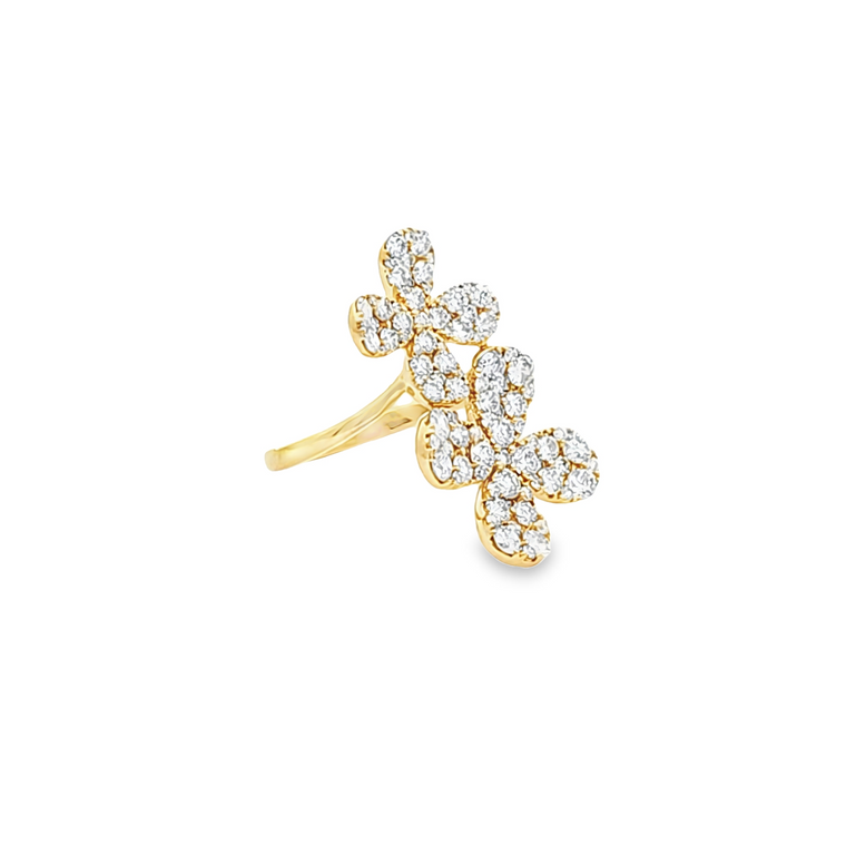 18K Yellow Gold Flower Diamond Ring 11007241 | Shin Brothers*