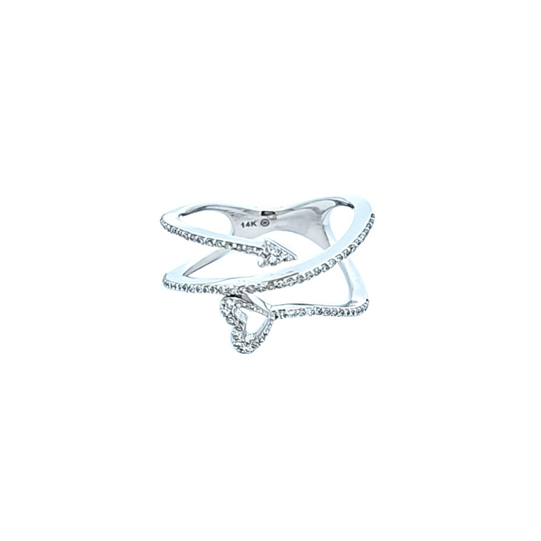 14K White Gold Diamond Heart Arrow Cupid Ring 11007235 | Shin Brothers*