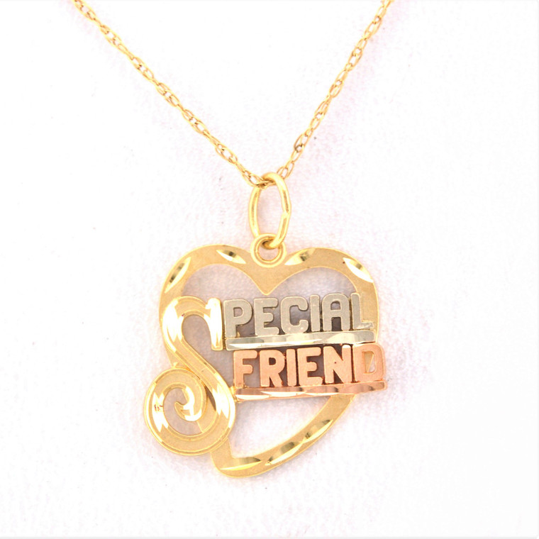 14K Tricolor Gold "Special Friend" Heart Charm 50001797 | Shin Brothers*