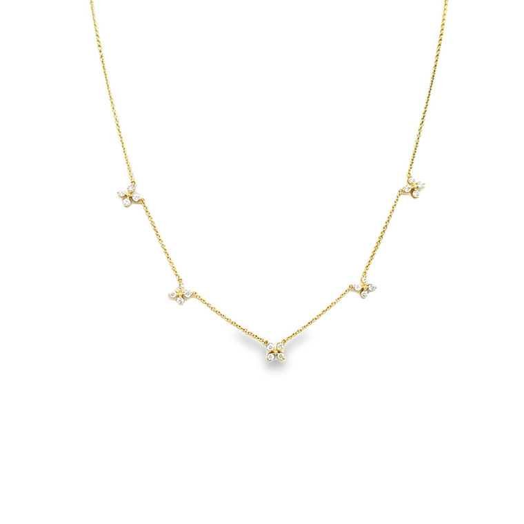 14K Yellow Gold Diamond By The Yard Flower Necklace 31001276 | Shin Brothers*