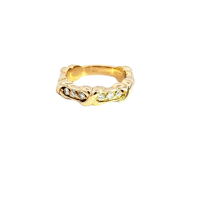 14K Yellow  Diamond Hug And Kisses Band Ring 11007230 | Shin Brothers*