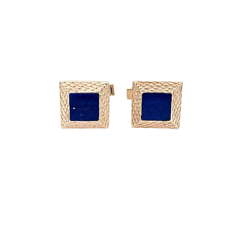 14K Yellow Gold  lapis Cufflinks 89910097 | Shin Brothers*