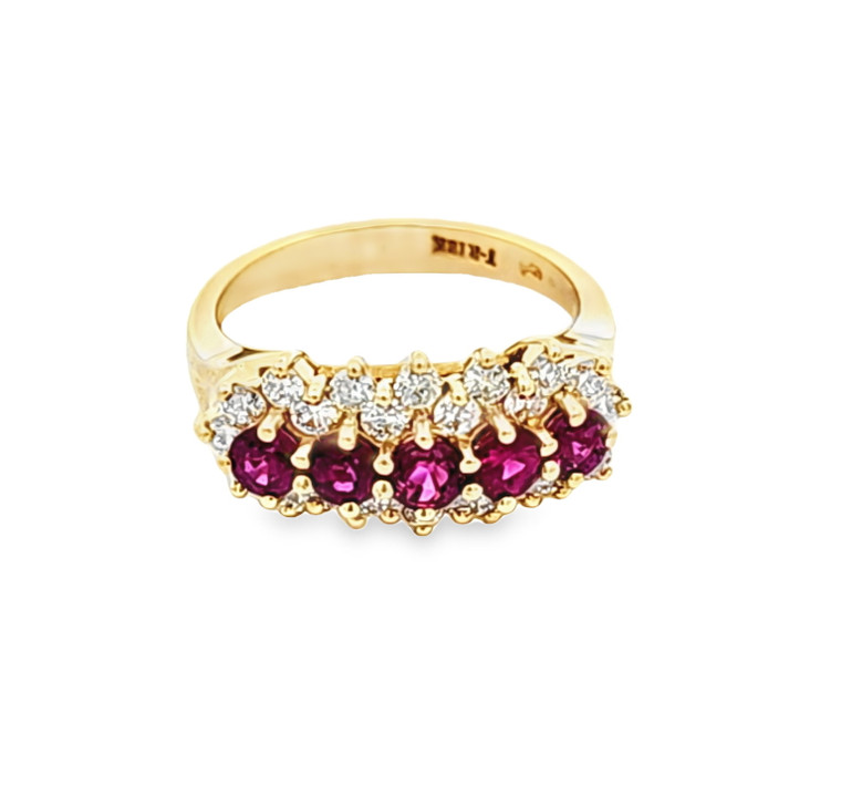 18K Yellow Gold Diamond And Ruby Band 12003224 | Shin Brothers*