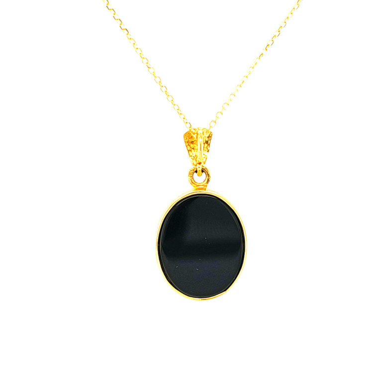 14K Yellow Gold Oval Onyx Charm 52001111 | Shin Brothers*