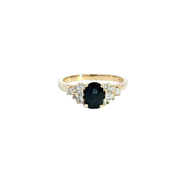 14K Yellow Gold Blue Sapphire Ring with Diamonds 12003220 | Shin Brothers*