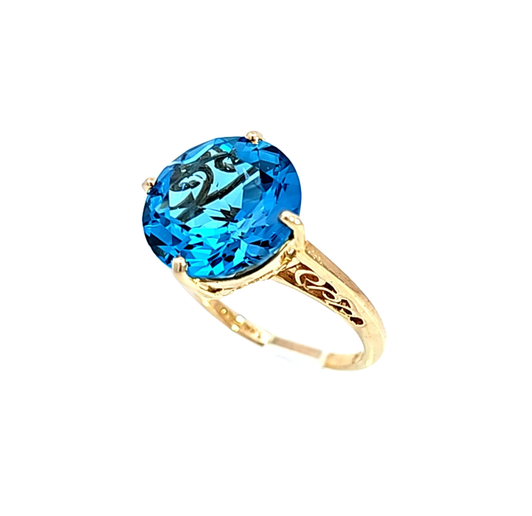 10K Yellow Gold Blue Topaz Ring 12002662 | Shin Brothers* 