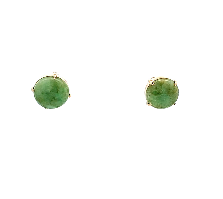 18K Yellow Gold Green Jade Stud Earrings 42003502 | Shin Brothers*