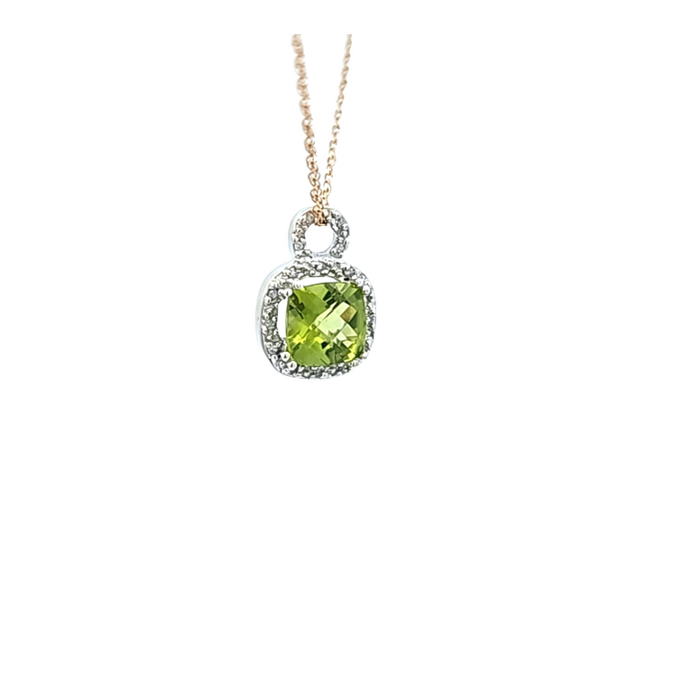 10K White Gold Peridot Pendant with Diamond Accents 59000257 | Shin Brothers*