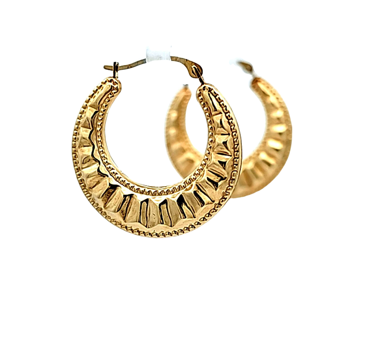 14K Yellow Gold Fancy Hoop Earrings 40003281 | Shin Brothers* 