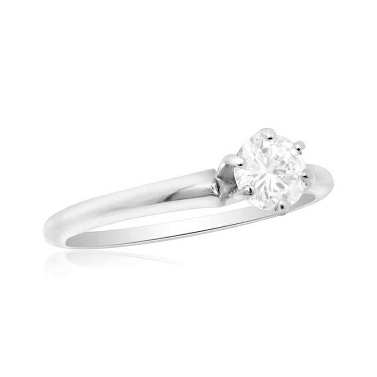 14K White Gold Solitaire 1/2 ct Round Cut Diamond Engagement Ring 11002579 | Shin Brothers*