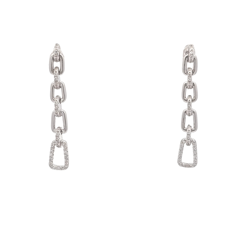 Silver Cubic Zirconia Link Drop Earrings 84011078 | Shin Brothers** 