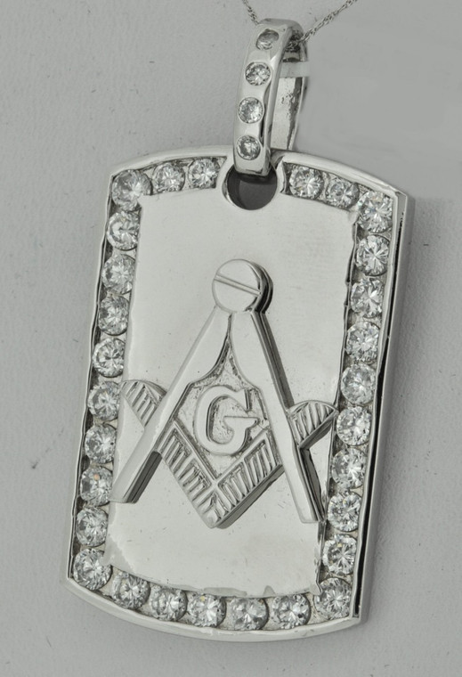 Sterling Silver Masonic Charm With CZ 85010003 By Shin Brothers Jewelers Inc