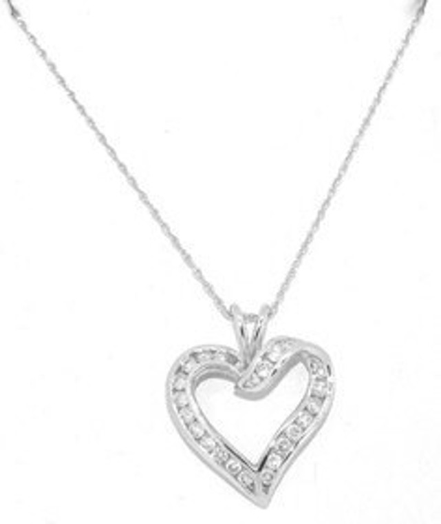 14K White Gold 0.68ct Diamond Heart Pendant 51001101 | Shin Brothers*