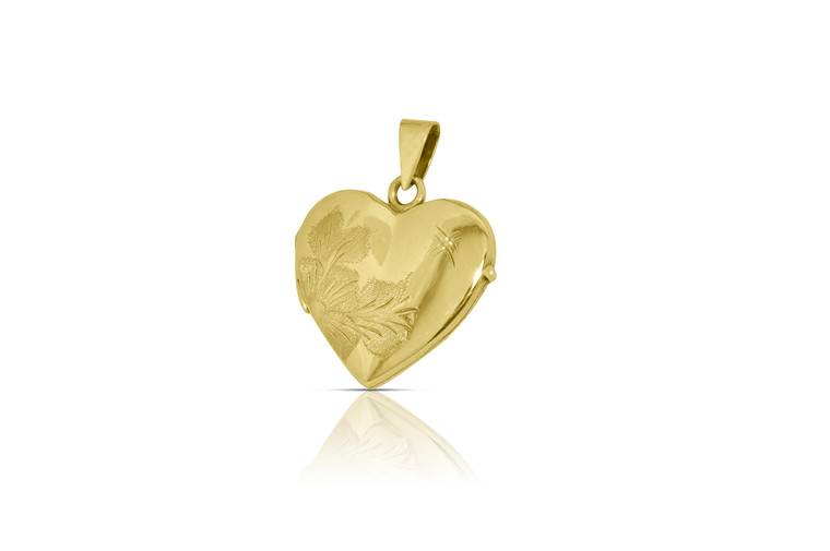 14K Yellow Gold Florentine Fancy Heart Locket 50000330