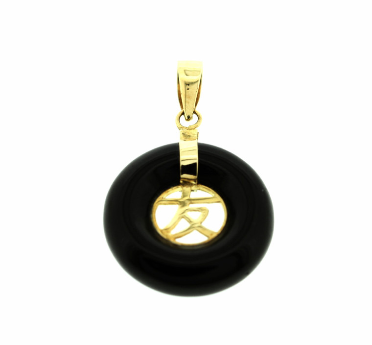 14K Yellow Gold Onyx Friendship Pendant 52001064 | Shin Brothers*