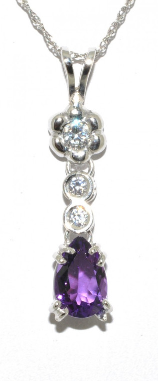 14K White Gold 0.74ct Amethyst/CZ Charm 52000979 | Shin Brothers*