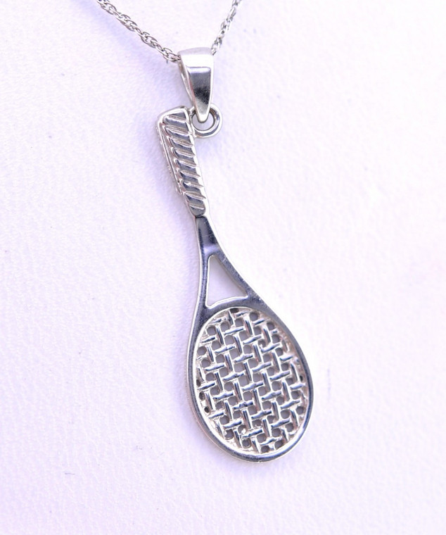 14K White Gold Tennis Racket Charm 50000716  | Shin Brothers * 