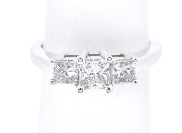 14k White Gold 1.00ctw Three Stone Princess Cut Diamond Ring 11002877 | Shin Brothers*