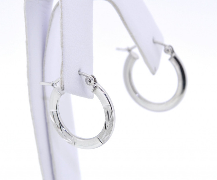  14K White Gold Fancy Hoop Earrings 40001344  | Shin Brothers* 